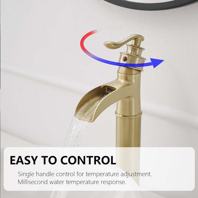 Grifo baño una manija latón dorado cepillado con desagüe