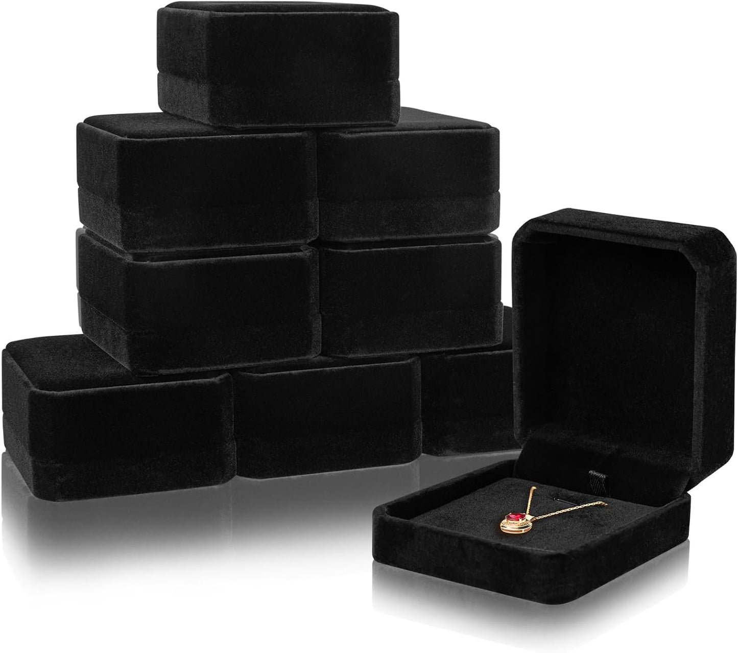 Caja regalo collar terciopelo 8 pzas negro