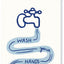 Arte pared baño infantil con texto wash you hands azul