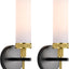 2 Apliques Pared Luces Tocador Negro Dorado Vidrio Esmerilado E26