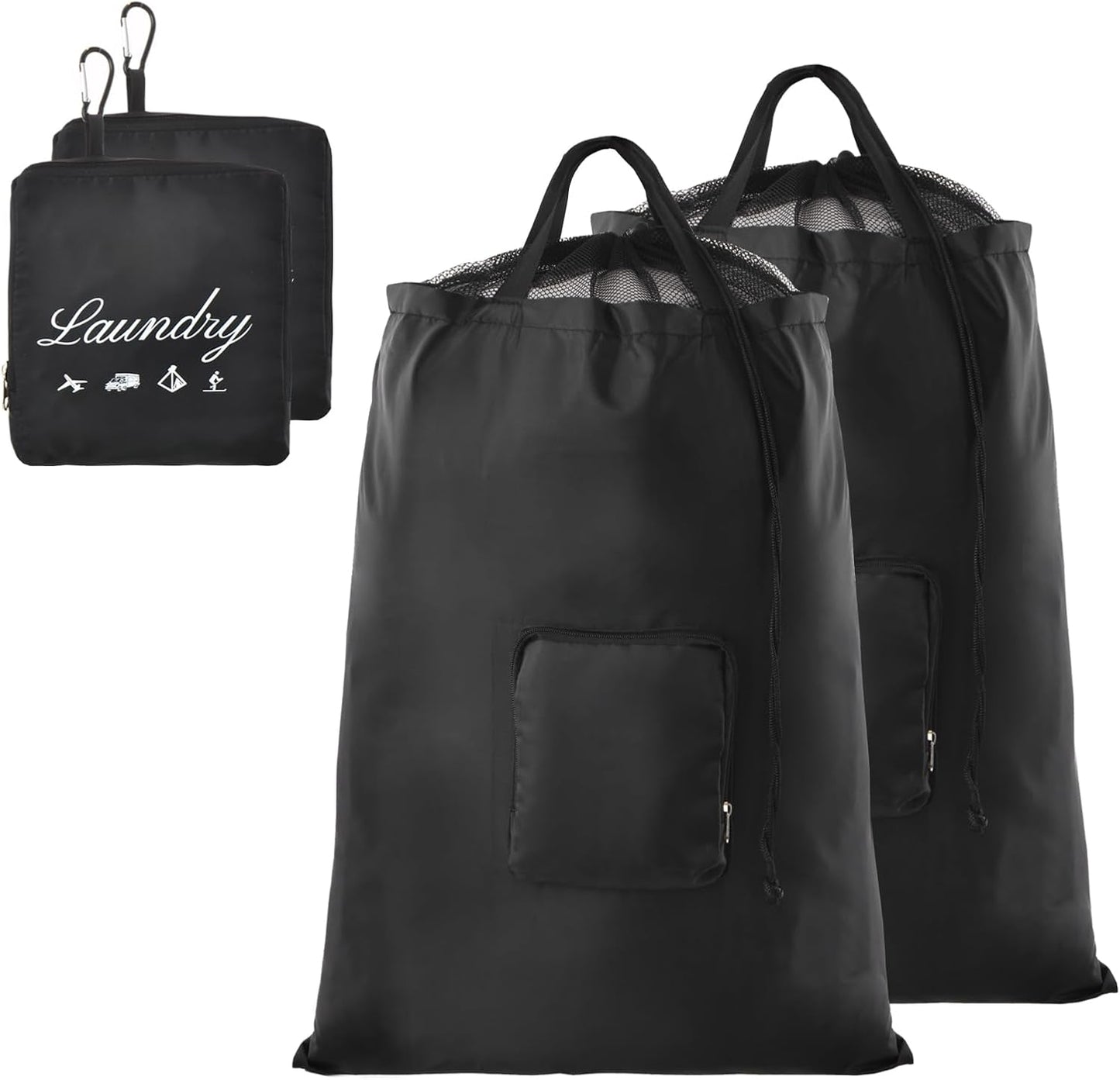 Bolsas lavandería viaje 2 Pzas plegables con red 30x21"