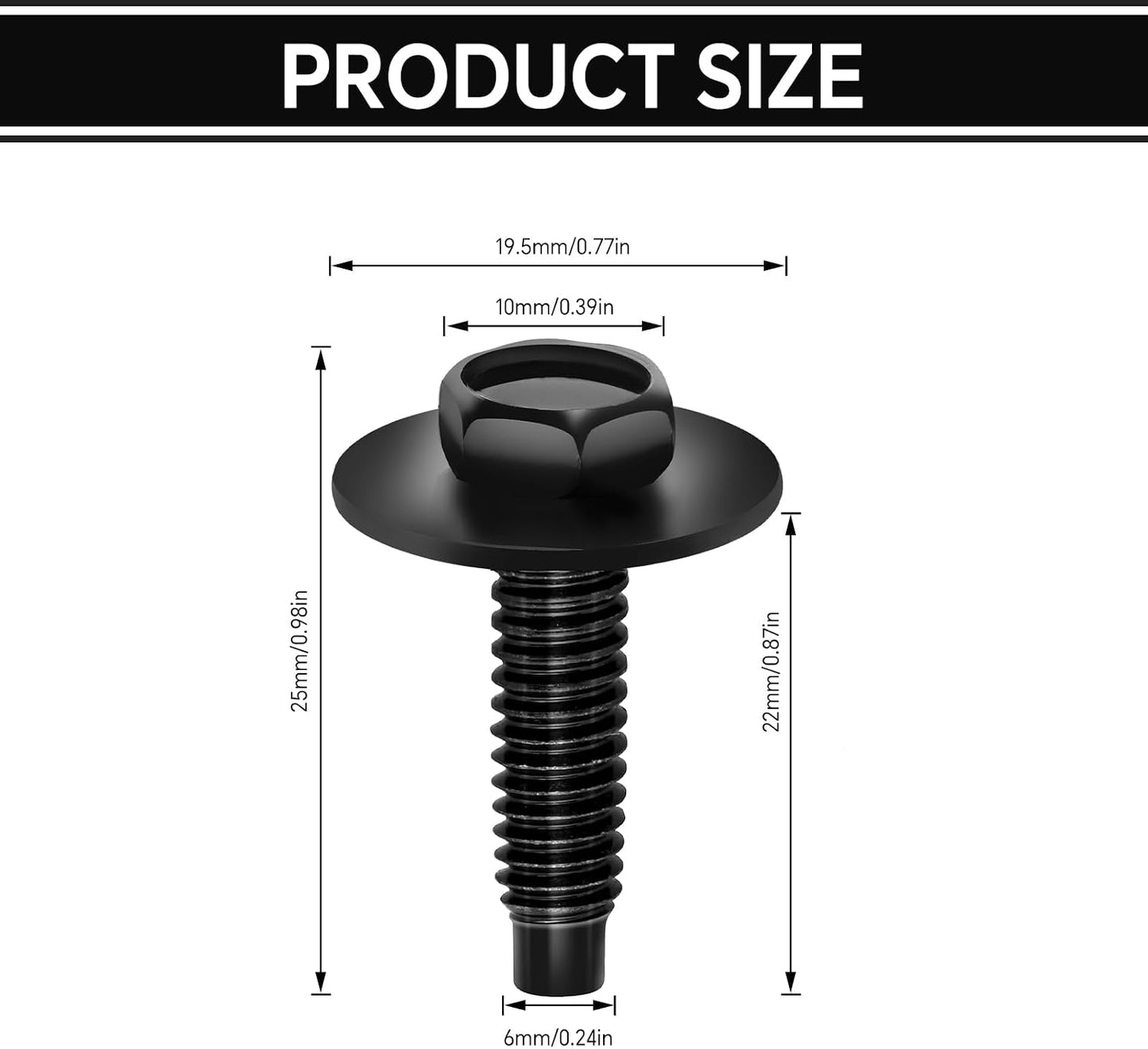 50 Pzas Pernos M6x1.0 Negro para GM Ford Chrysler