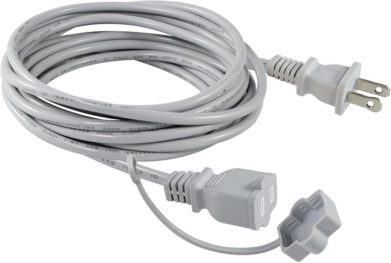Cable extensión 2 clavijas 15ft 16AWG gris 13A 1625W