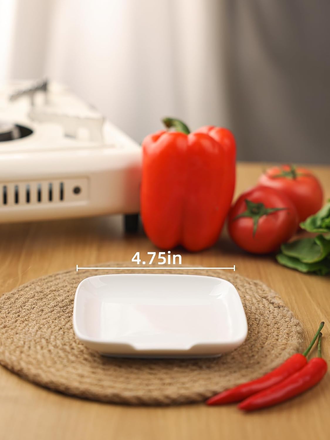 Soporte cuchara cerámica encimera cocina 4.75pulg blanco