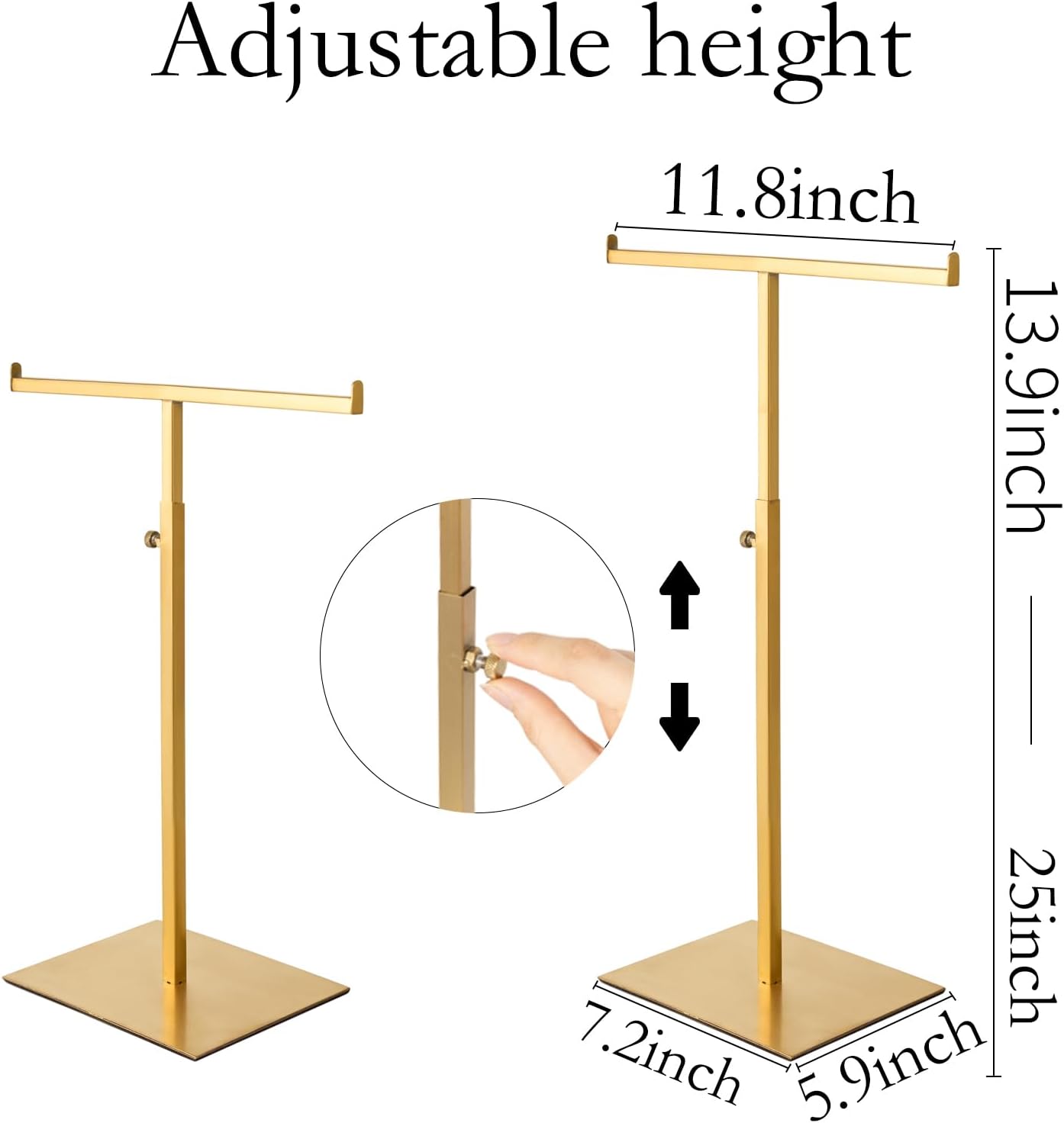 Soporte joyería acero inox altura ajustable dorado