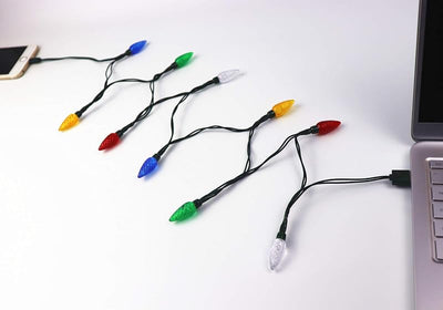 Cable carga USB con luz LED 50pulg 10 bombillas multicolor