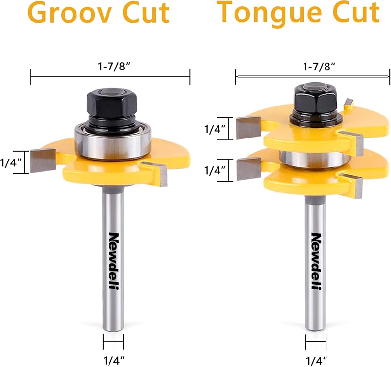 Set 4 brocas enrutador ranura 45grados 1/4pulg