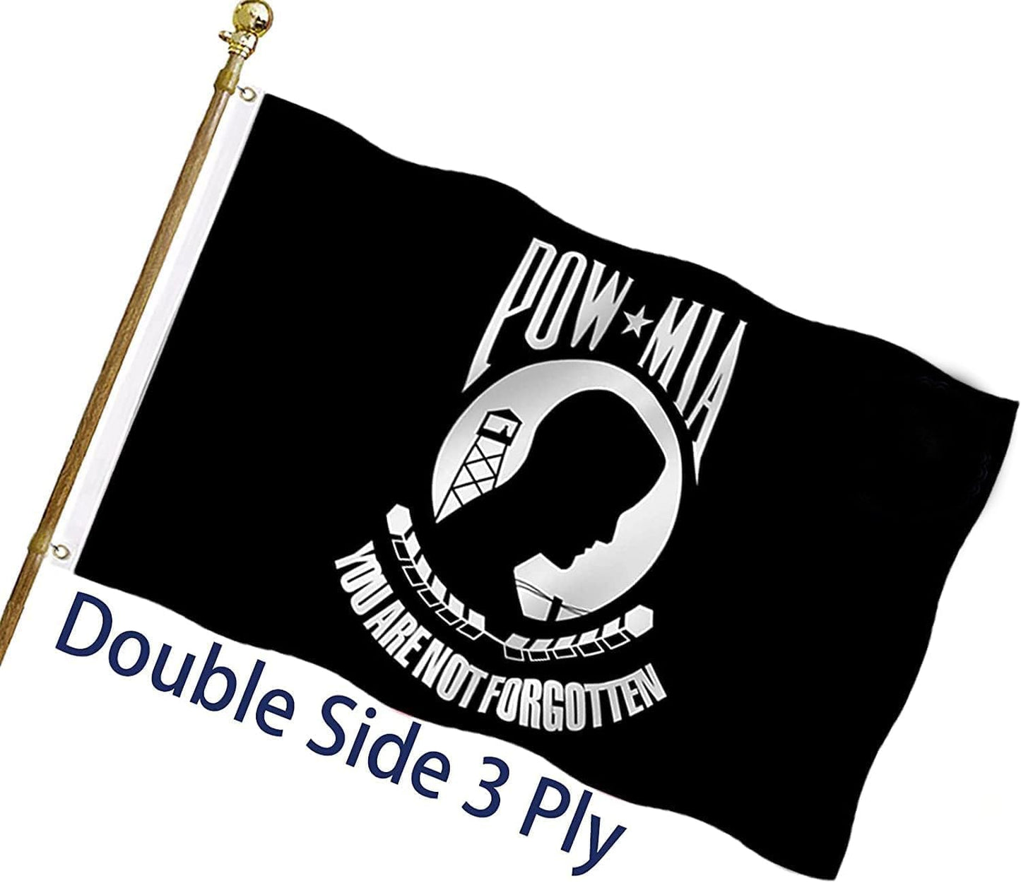 Bandera Pow Mia 2x3ft poliéster 200D doble cara