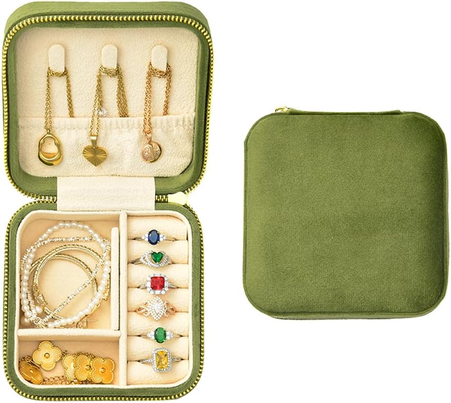 Estuche terciopelo para joyas mujer y niña verde