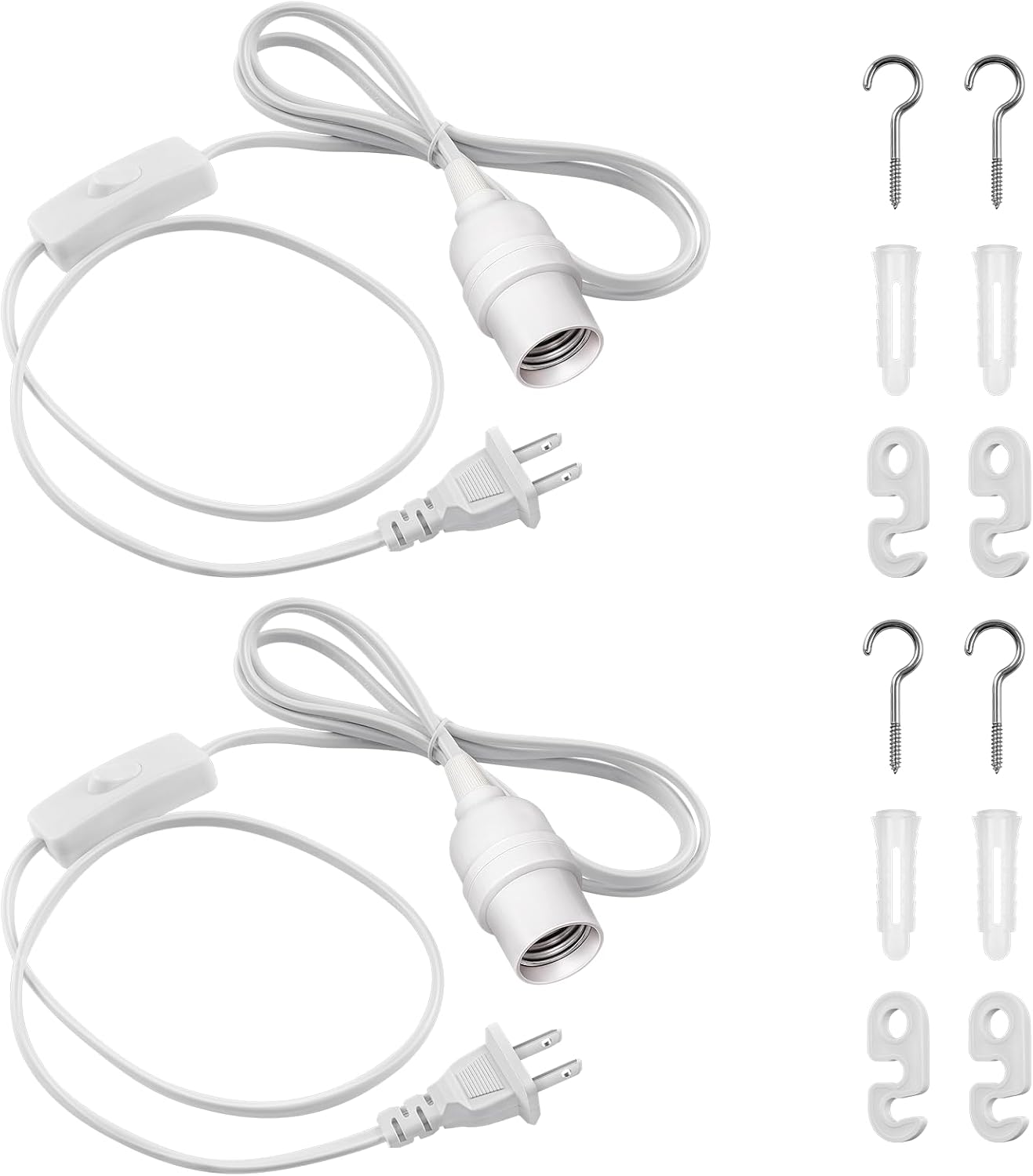 Cable extensión lámpara E26 con interruptor 6.6pies blanco