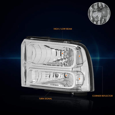 Faros delanteros cromados compatibles F250 05-07 F350