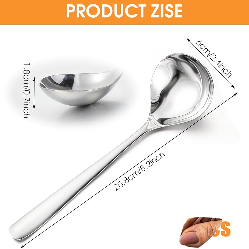 6 Cucharones Acero Inox 8.2pulg para Salsa Plateado