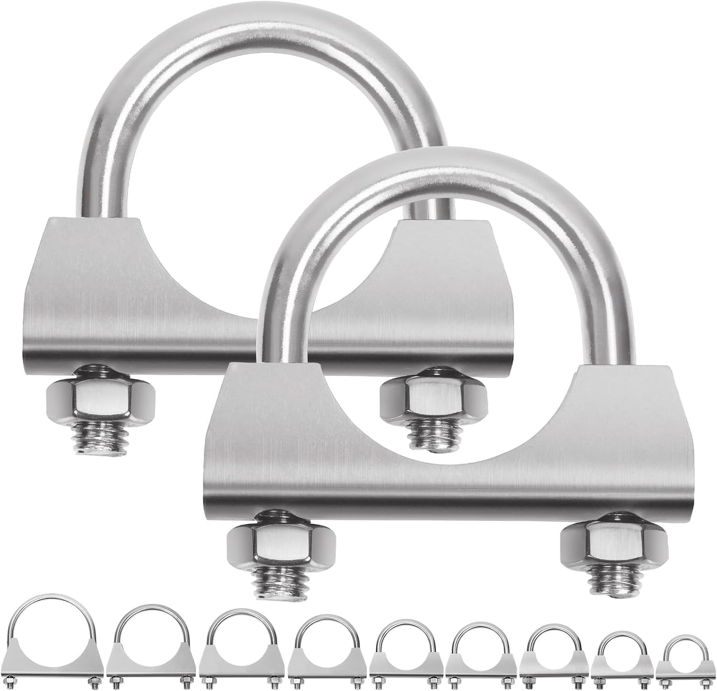 Kit 2 abrazaderas U escape 1.3" acero inox