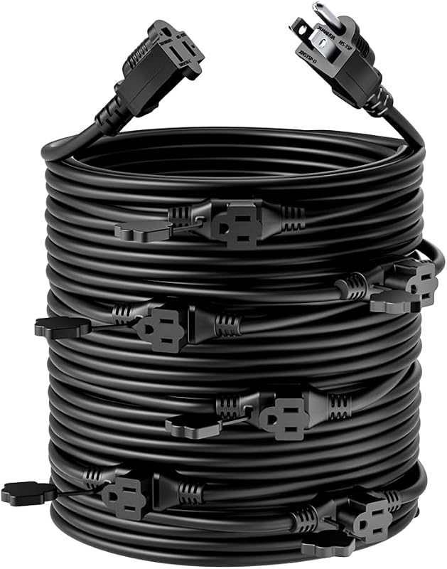 Cable extensión 3 clavijas 50 ft 7 enchufes Nema5-15P/R