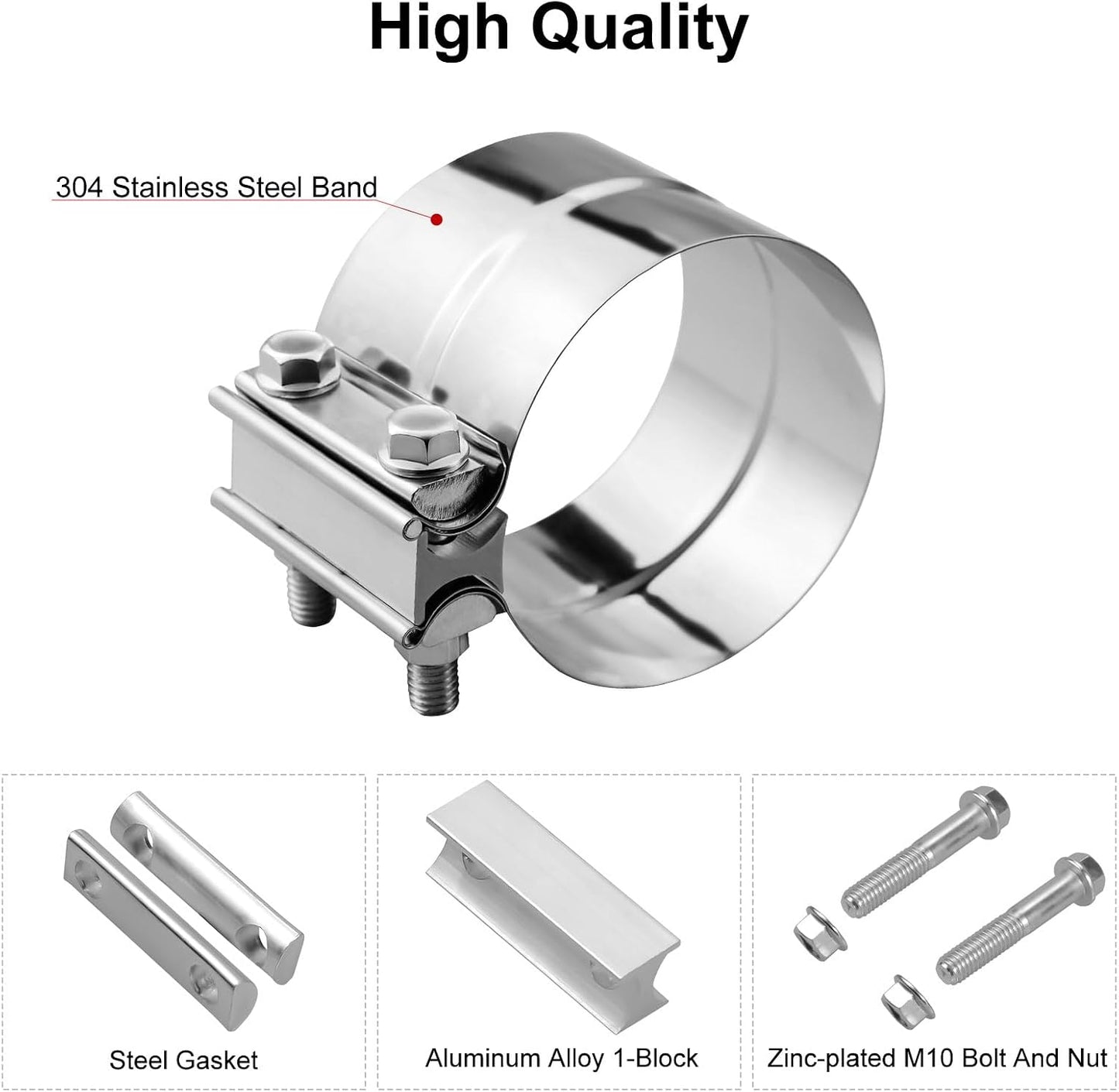 2 Abrazaderas acero inox 3.0" para silenciadores