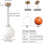 Lámpara colgante globo moderna de latón pantalla opal blanco