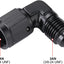 Adaptador 3AN hembra a macho codo 90 grados aluminio negro