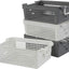 Cestas plástico apilables con asas set 4 blanco gris