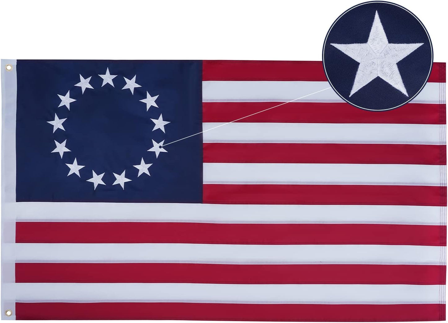 Bandera Betsy Ross 4x6ft doble cara 13 estrellas