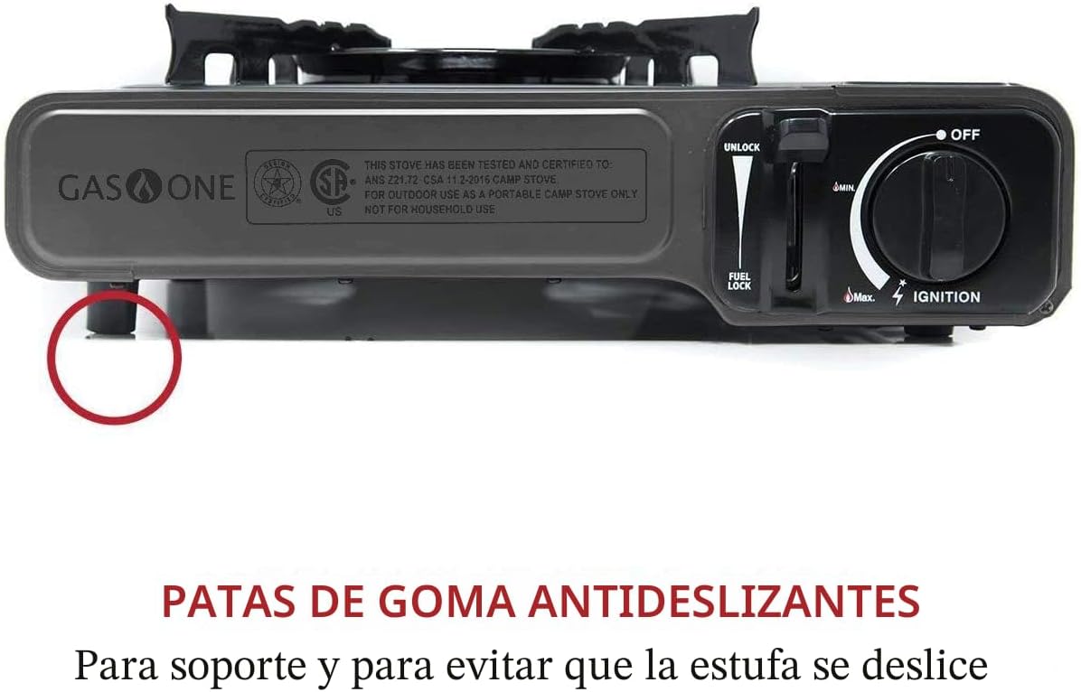 Estufa butano portátil con encendido automático para acampar