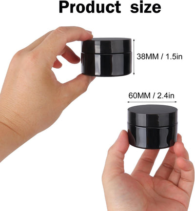 Pack 110 Tarros Plástico Negro 2oz Con Tapas