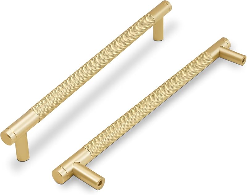 10 Manijas Gabinete Latón Cepillado 7.5" Doradas
