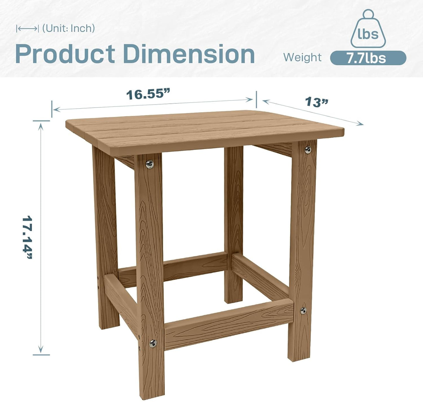 Mesa auxiliar exterior Adirondack resistente teca