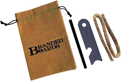 Parrilla Bushcraft acero inox con tabla bambú y kit fuego