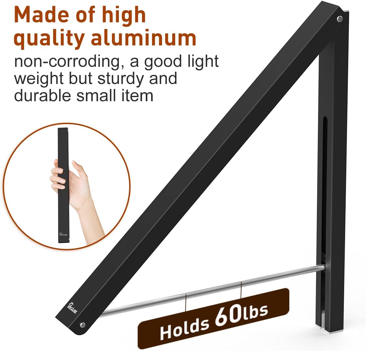 Perchero pared aluminio almacenamiento lavanderia negro