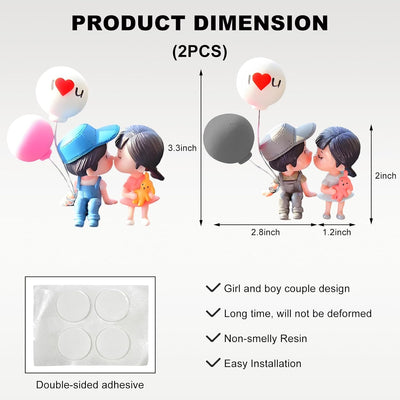 2 Pzas Decoraciones Resina Figuritas Pareja Besándose Coche