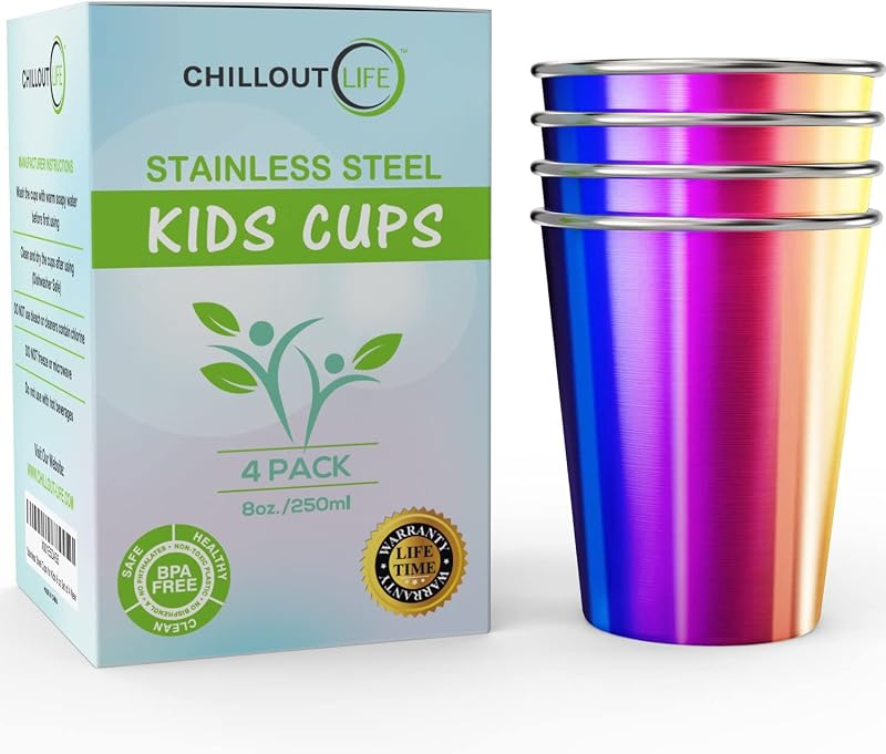 Vasos acero inox para niños 8oz sin BPA apilables