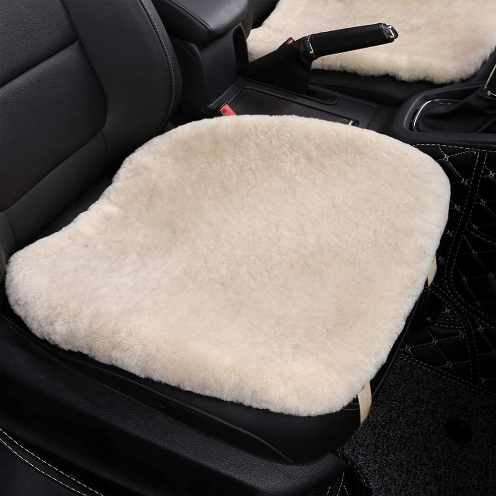 Funda asiento coche piel oveja suave antiderrap perla 20x20