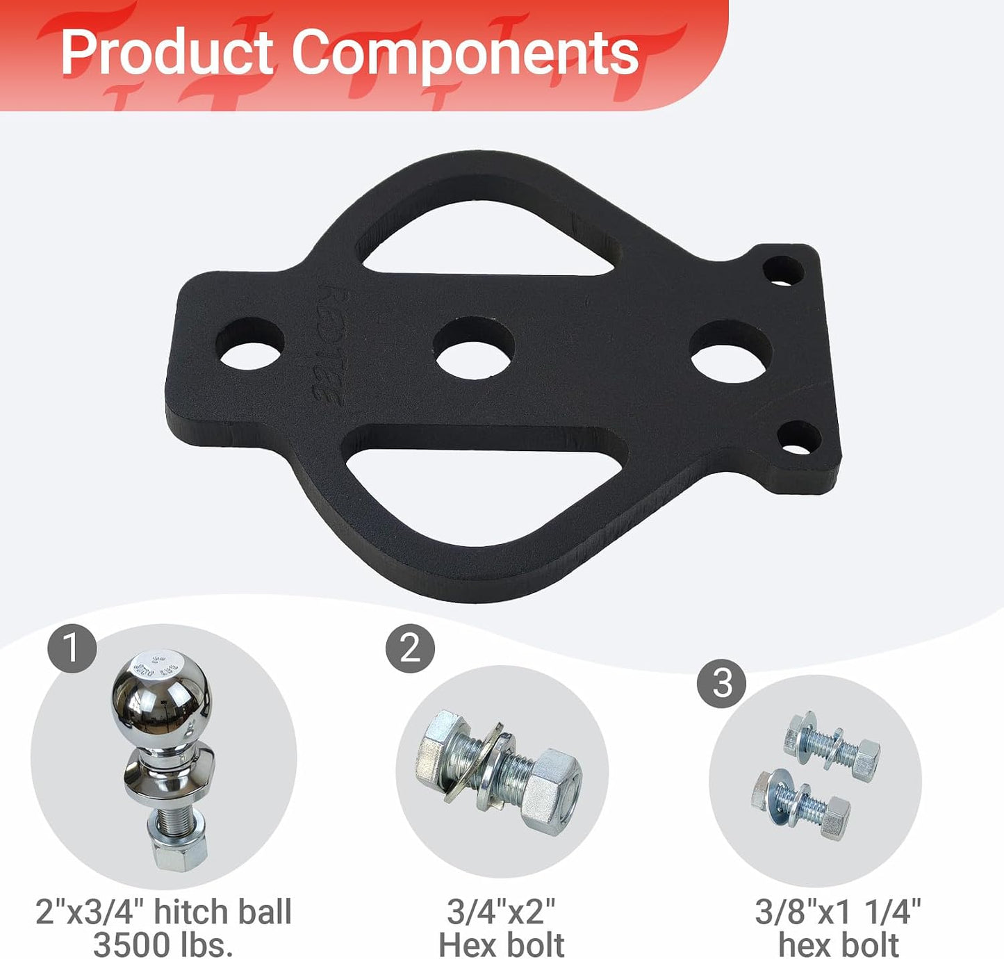 Adaptador enganche ATV/UTV 2" 3500lb 3en1