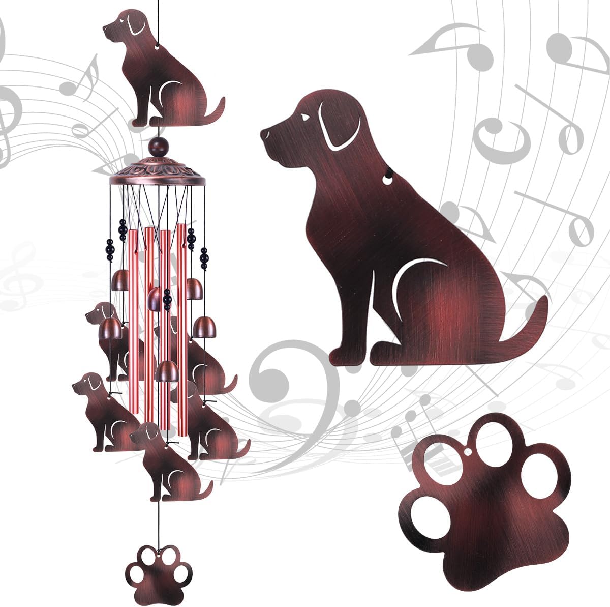 Campanas viento para perros 36" metal decoración