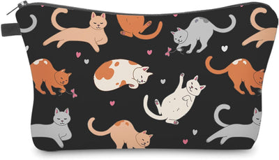 Bolsa maquillaje viaje pequeña para mujer gato negro casual