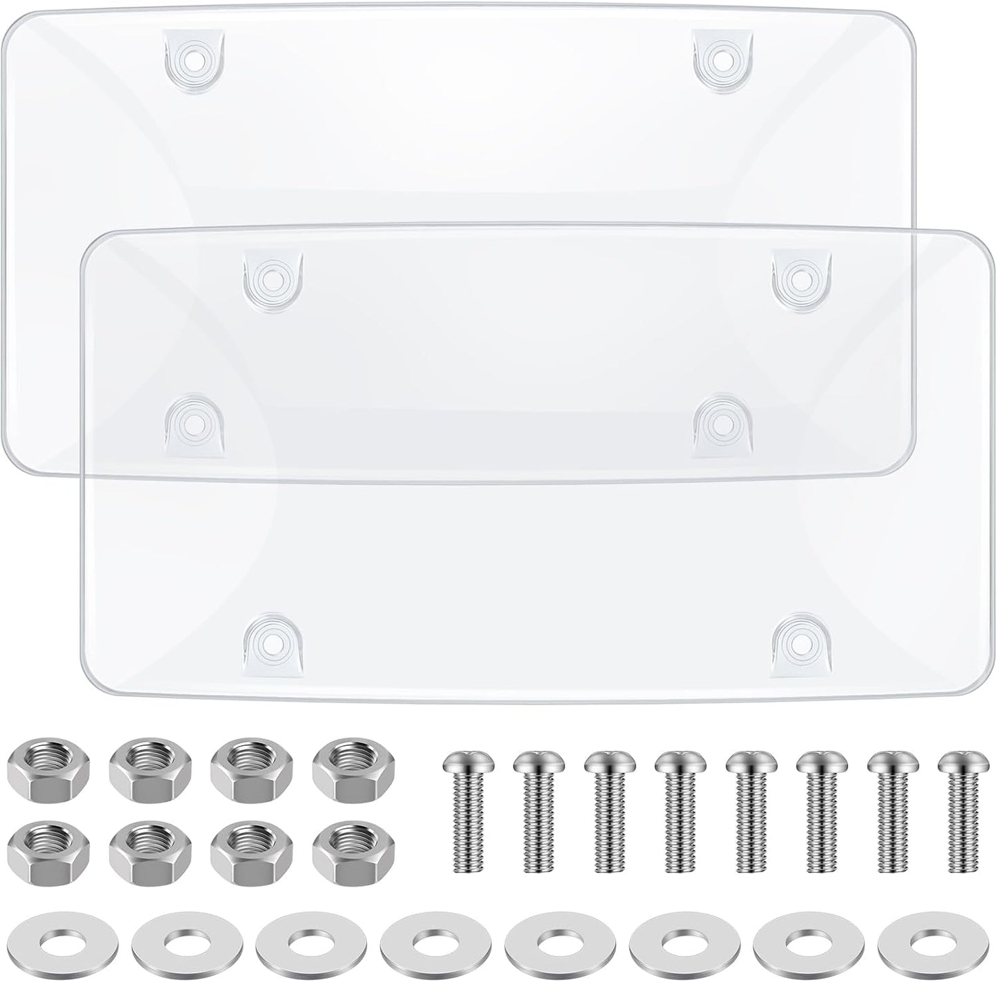 2 Cubiertas transparentes para placas de matrícula con tornillos
