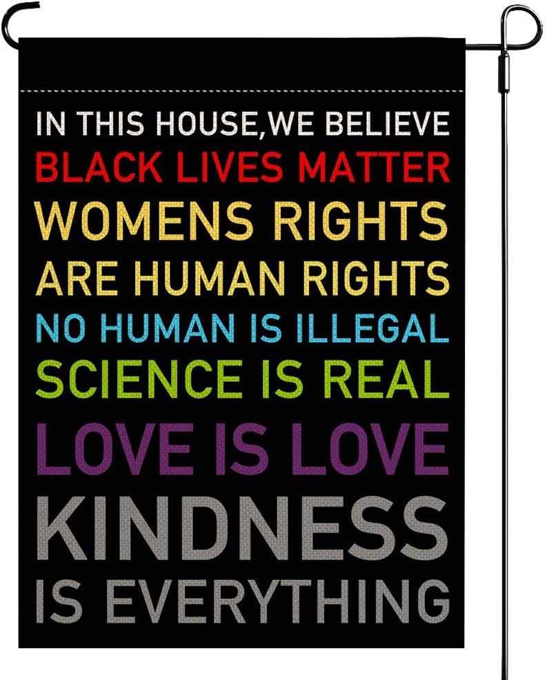 Bandera jardín doble cara 12x18in This house we believe