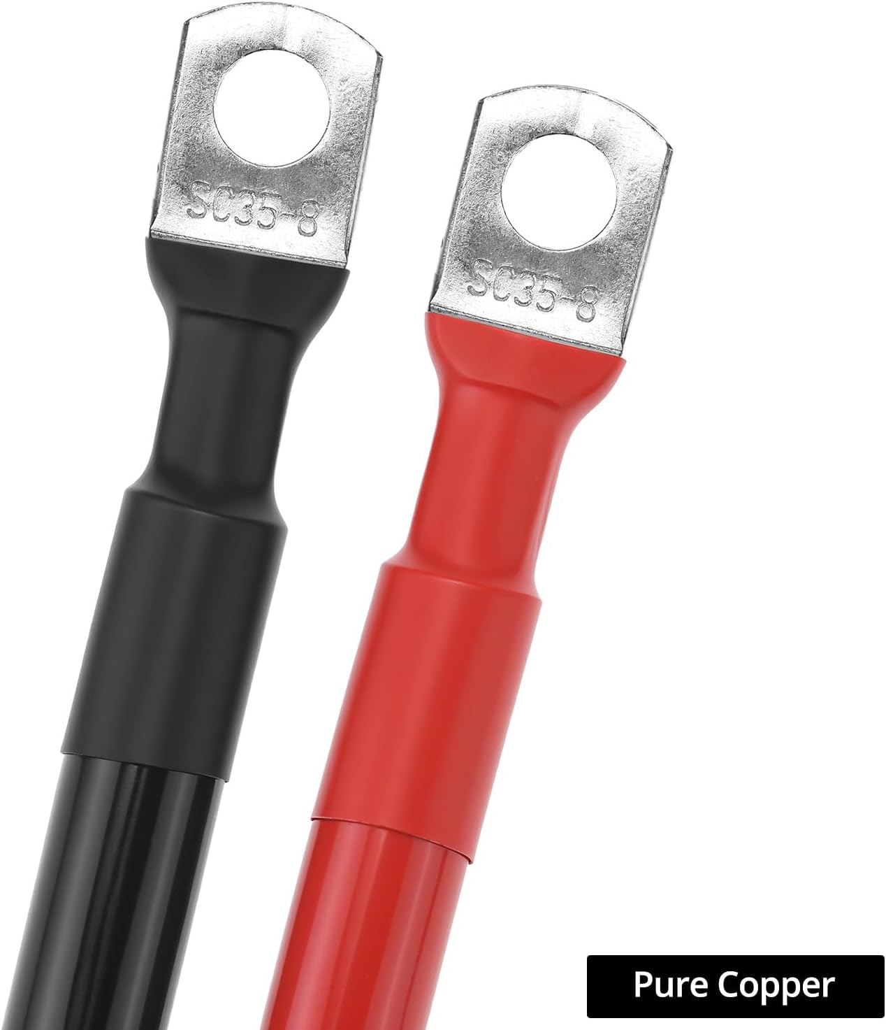 Cables batería cobre 3 pies rojo negro terminales 5/16"