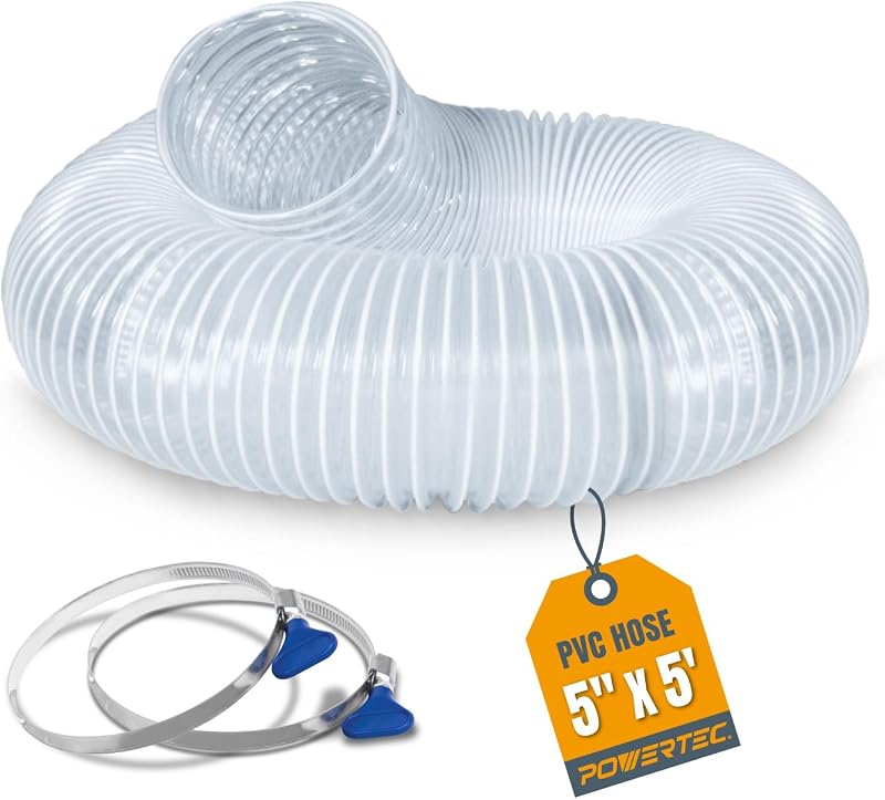 2 Manguera PVC recolección polvo 5x5' con abrazaderas inox