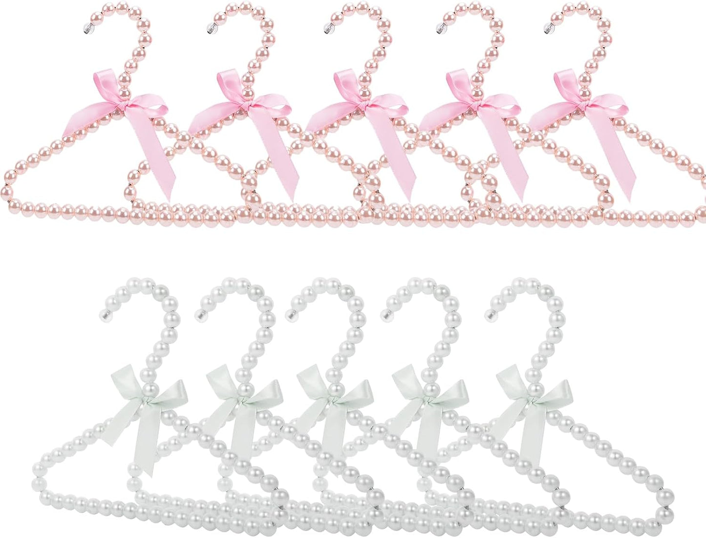 Perchas de perlas para ropa mascotas 10 Uds blanco y rosa