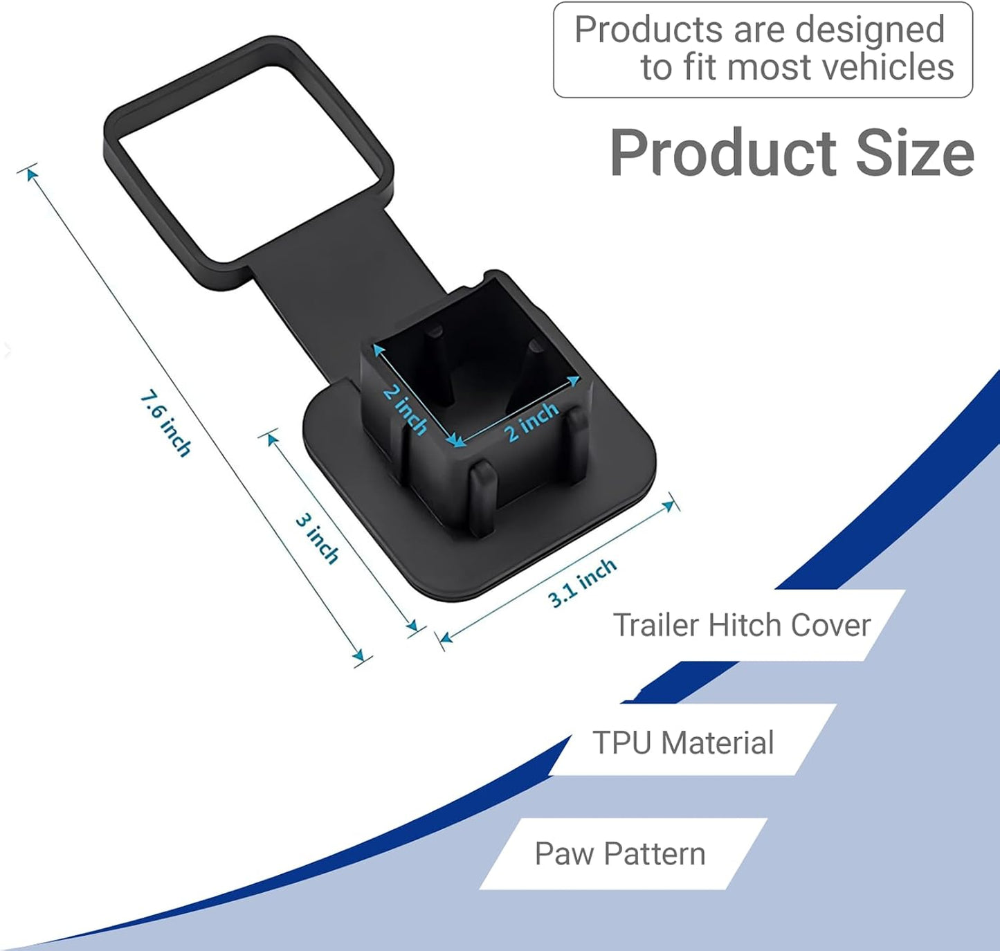 Cubierta enganche remolque 2pulg tapón goma impermeable