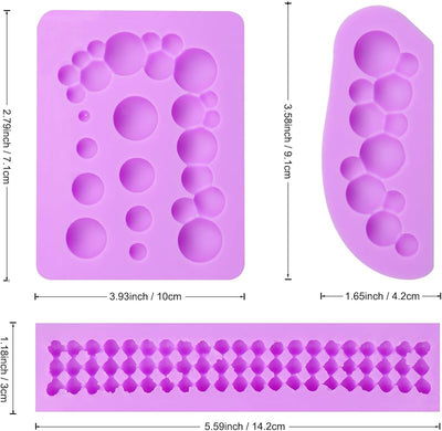 Moldes silicona 3D semiesfera para fondant y dulces set 3