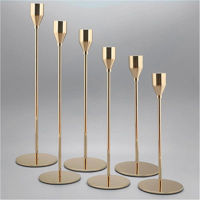 Set 6 portavelas oro francés para velas cónicas hogar