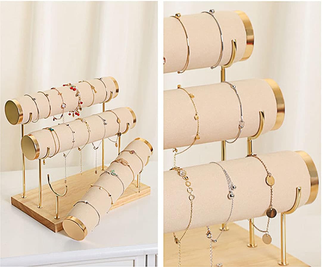 Soporte pulsera desmontable terciopelo beige