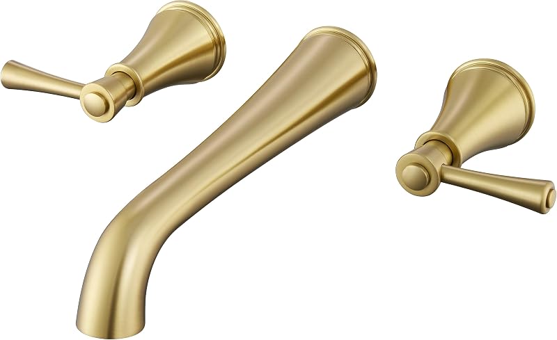 Grifo bañera pared dorado cepillado flujo alto 10.5pulg