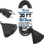 Cable extensión 3 tomas 13A resistente 30 ft negro