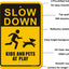 2 Letreros Slow Down Kids 18x12" Aluminio Reflectante