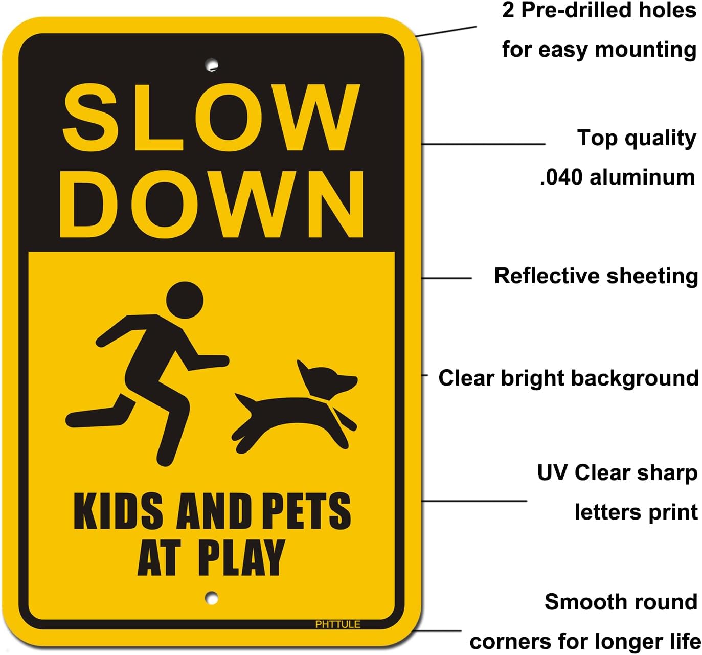 2 Letreros Slow Down Kids 18x12" Aluminio Reflectante