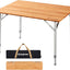 Mesa camping plegable bambú al aire libre ajustable