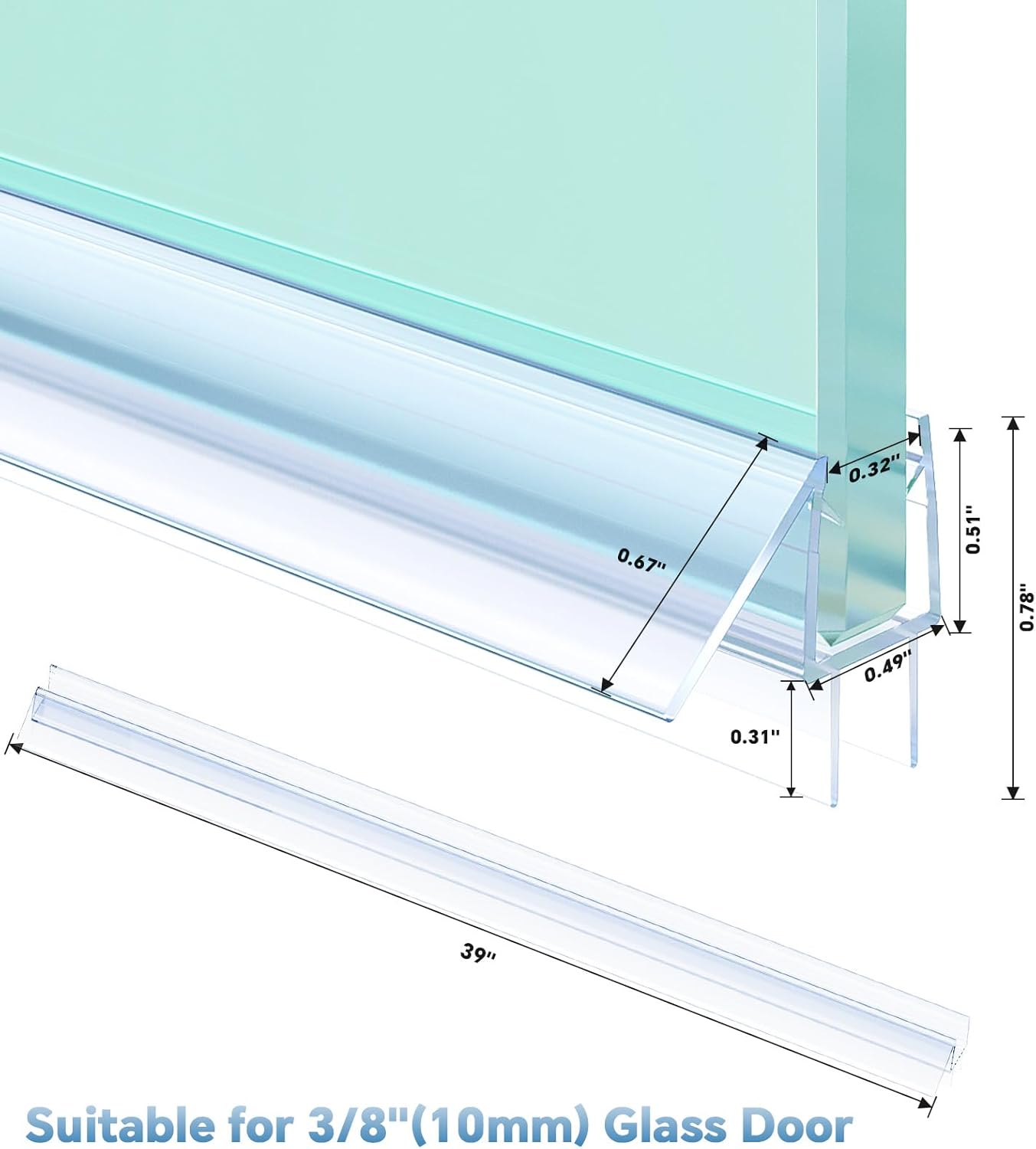 Tira sellado puerta ducha 36pulg PVC transparente 10mm